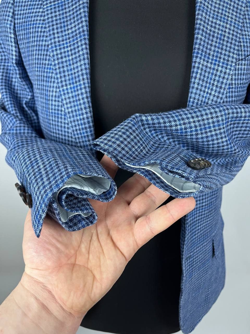 Suitsupply Suitsupply Lazio Wool Silk Linen Check Blue Blazer Size 44 Size 44R - 7 Thumbnail