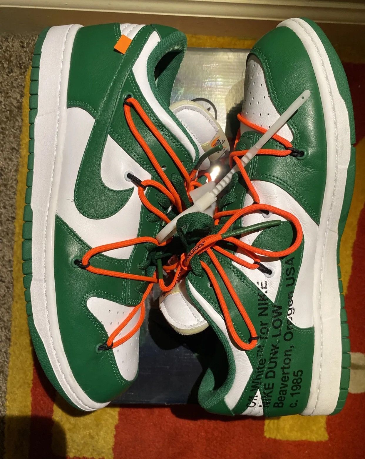 Nike Nike Dunk Low x OFF-WHITE Pine Green Size US 13 / EU 46 - 6 Thumbnail