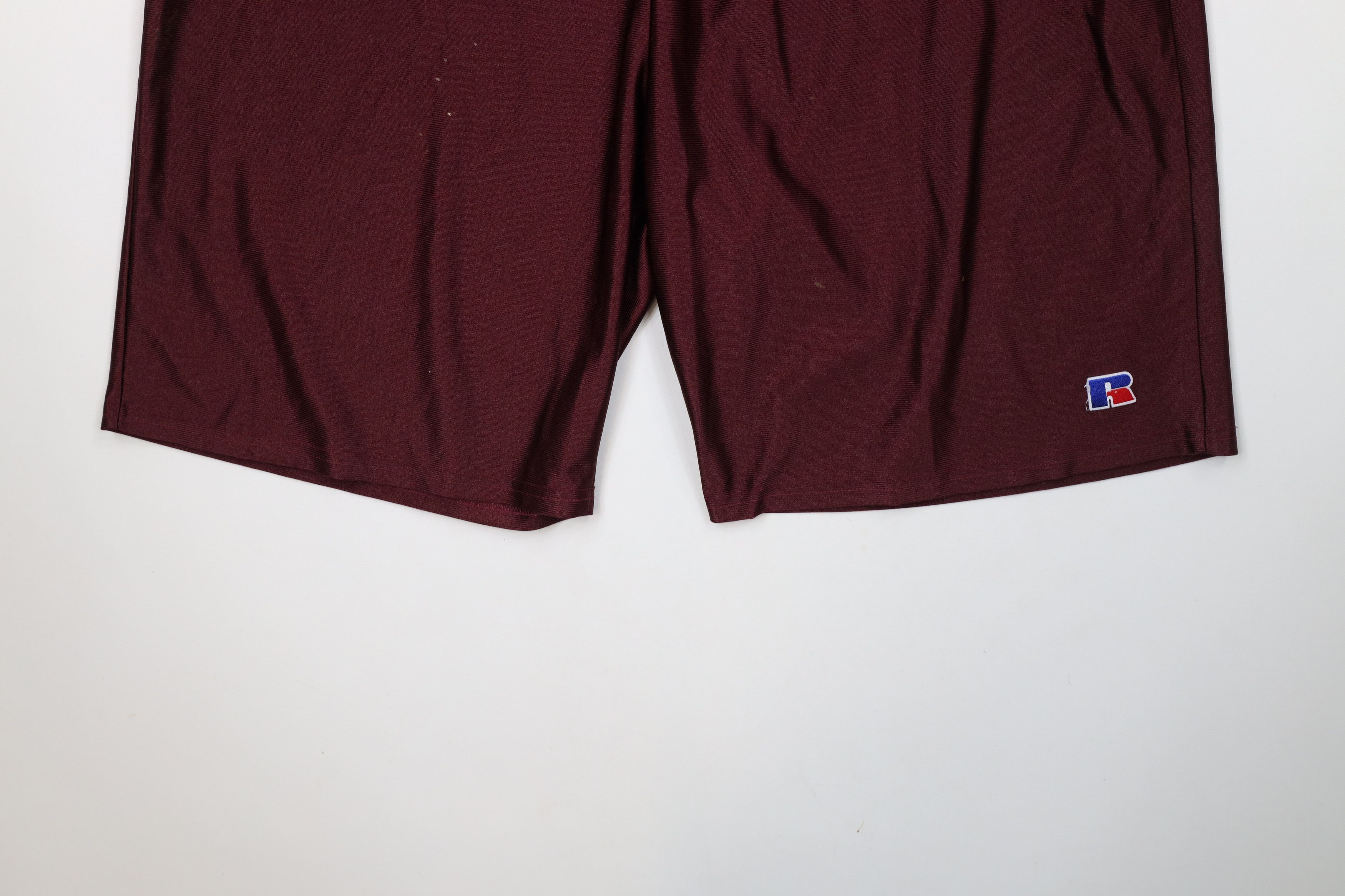 Russell Athletic × Vintage Vintage 90s Russell Athletic Polyester Gym Shorts Maroon Size US 38 / EU 54 - 4 Thumbnail