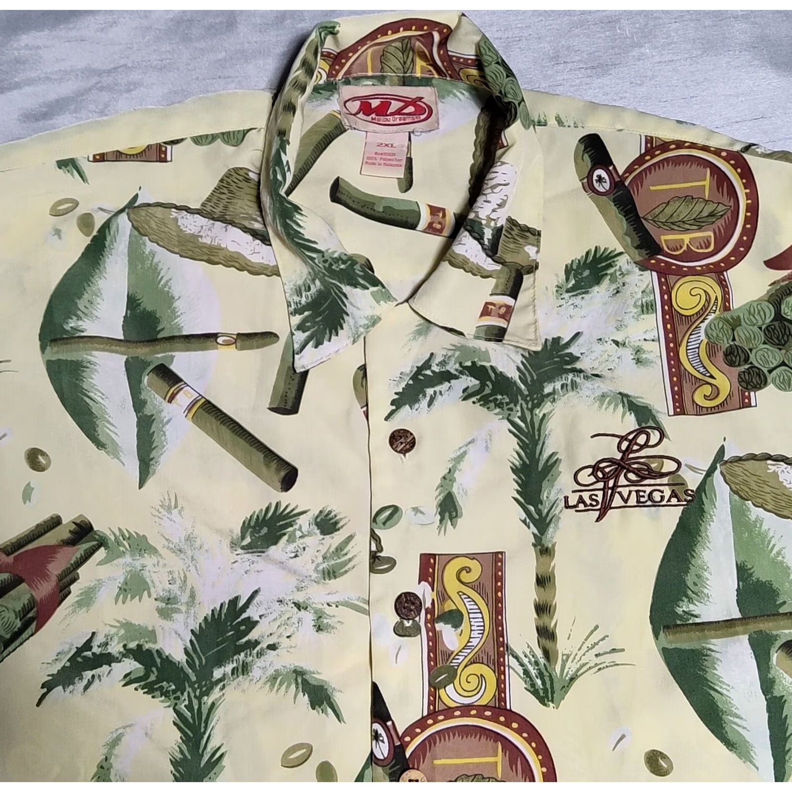 Vintage MALIBU DREAMS LAS VEGAS Men 2XL Allover Cigar Print Short Sleeve Camp Shirt Size US XXL / EU 58 / 5 - 4 Thumbnail