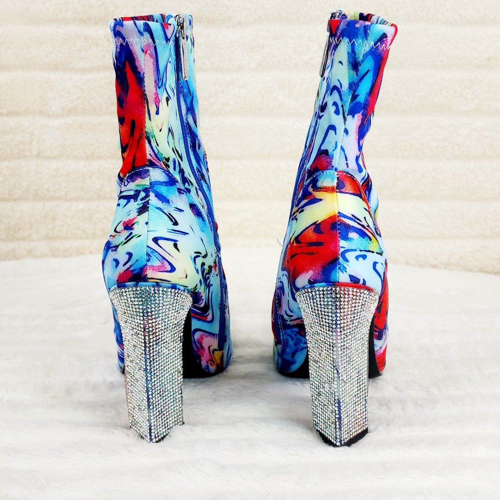 Other Regal Multi Color Print Stretch Upper Rhinestone Heel Ankle Size US 7.5 / IT 37.5 - 5 Thumbnail