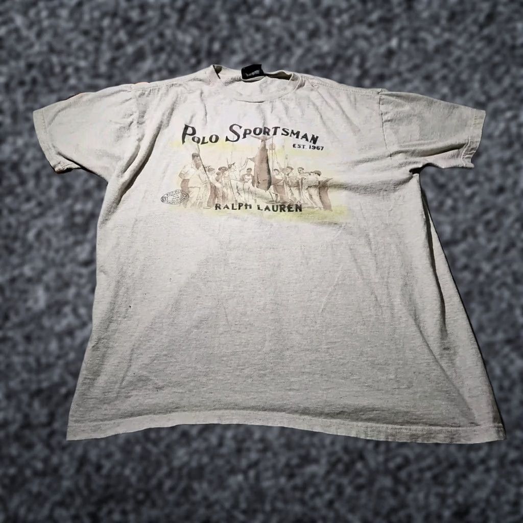 TravisMathew Vtg Polo Sport Shirt Mens Large Beige Sportsman Fishing Preppy Graphic Tee Y2K Size US L / EU 52-54 / 3 - 1 Thumbnail