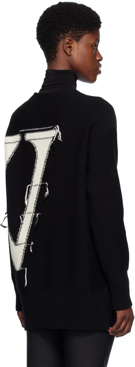 Off-White o1s22i1n0824 Maxi OW Logo Cardigan in Black/White Size M / US 6-8 / IT 42-44 - 4 Thumbnail