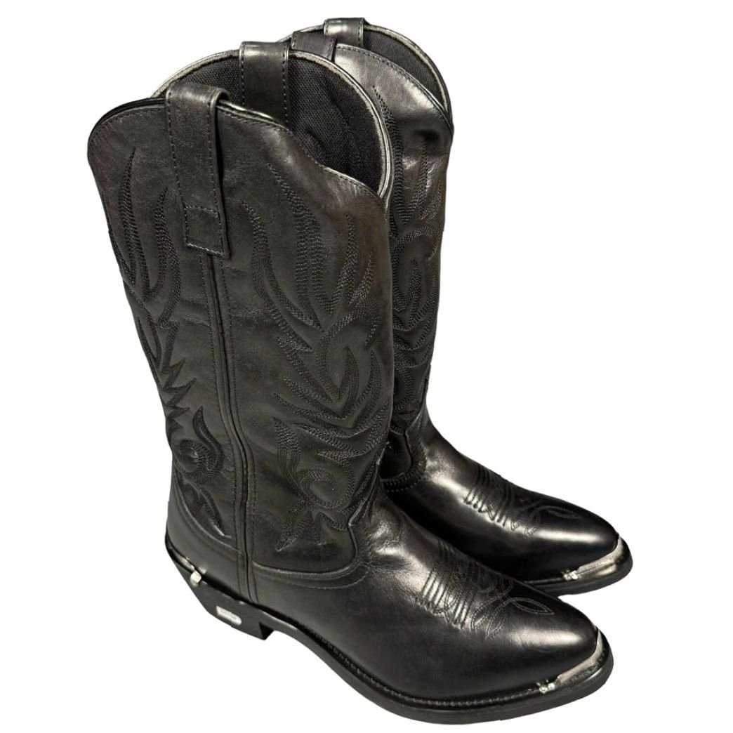 Vintage Laredo Mccomb Boots Men’s 10D Round Toe Cowboy Black Leather Western Work Shoes Size US 10 / EU 43 - 6 Thumbnail