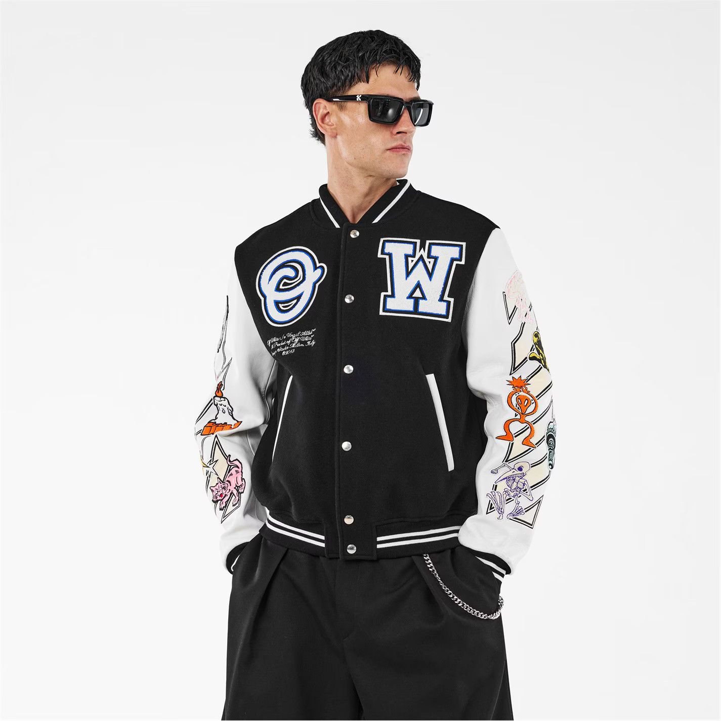 Off-White o1g2r1mq0326 Relaxed Fit Varsity Jacket in Multicolor Size US XXS / EU 40 - 3 Thumbnail