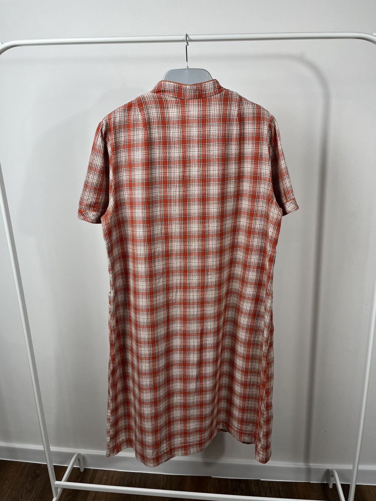 Vintage Vintage Red White Plaid Button-Down House Dress with Pockets Size M / US 6-8 / IT 42-44 - 6 Thumbnail