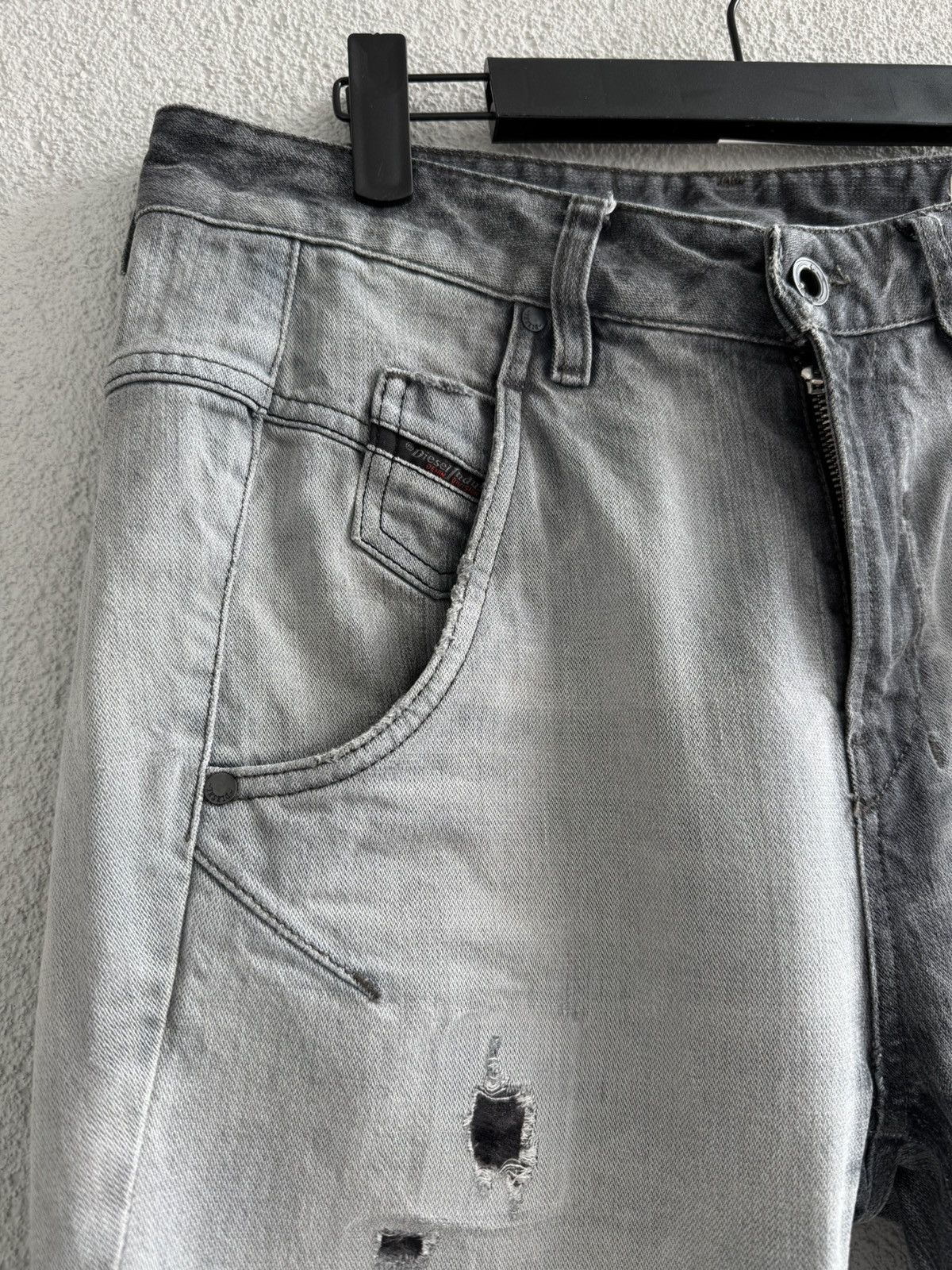 Diesel Diesel Industry Distressed Grey Jeans Slim Fit Faded Denim Size US 27 - 3 Thumbnail