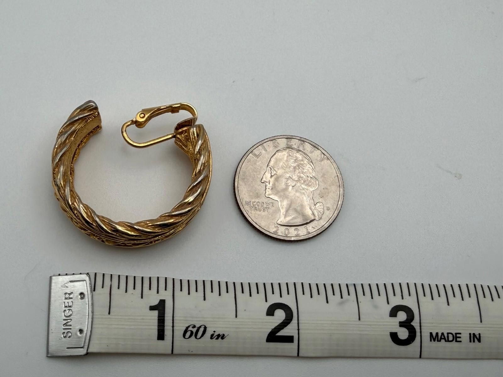 Givenchy Vintage Givenchy Textured Gold-Tone Hoop Earrings Size ONE SIZE - 8 Thumbnail