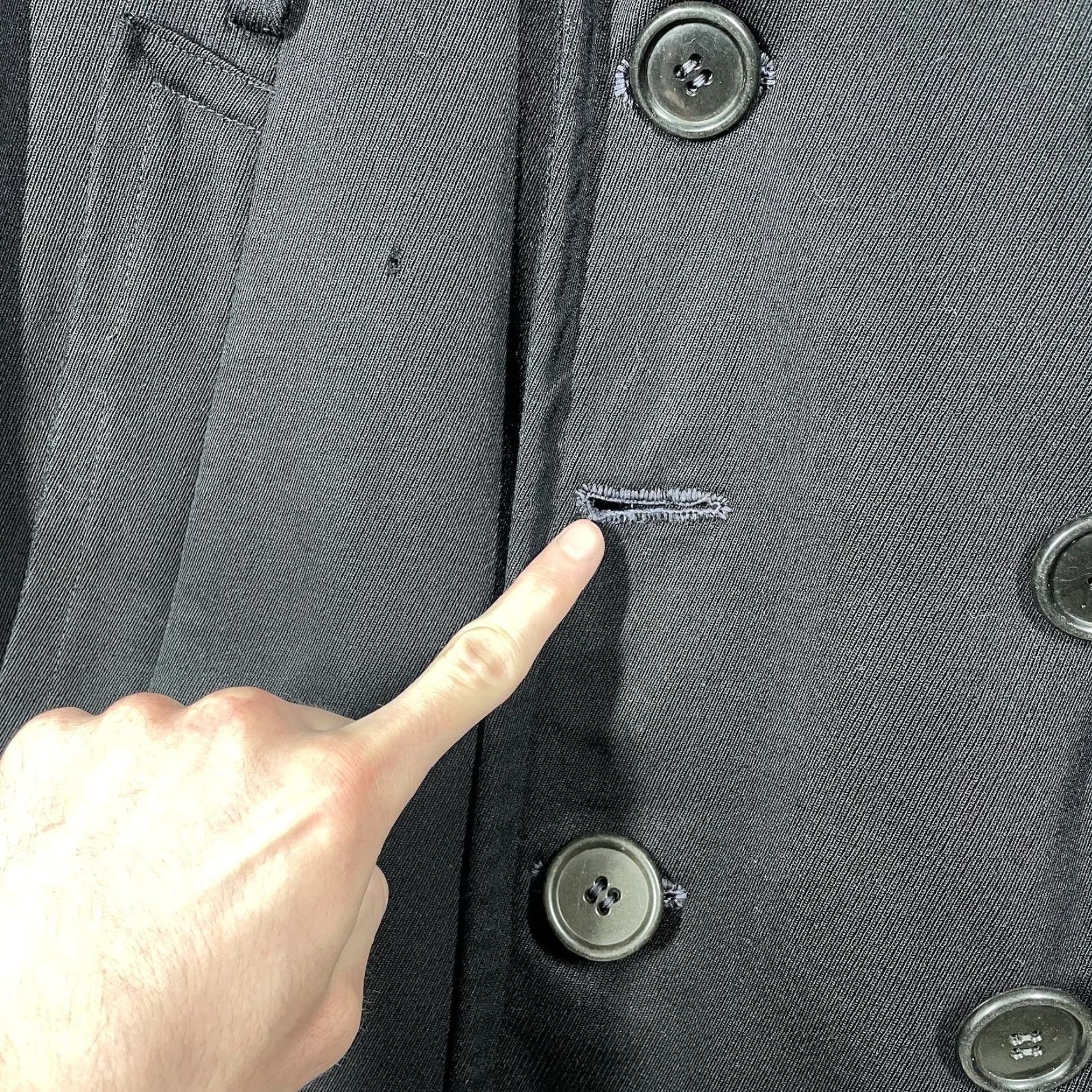 Vintage VINTAGE WWII 40s Gabardine Whipcord Trench Coat Mens 38 Black Wool Military USN Size US XXS / EU 40 - 7 Thumbnail