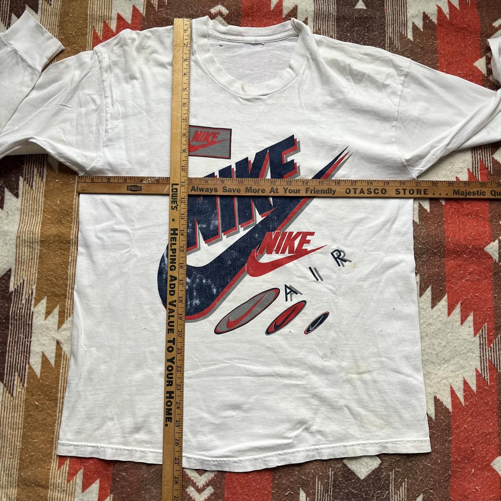 Nike × Vintage Vintage 90s Nike Air Distressed Long Sleeve Sportswear Shirt Size US L / EU 52-54 / 3 - 2 Thumbnail