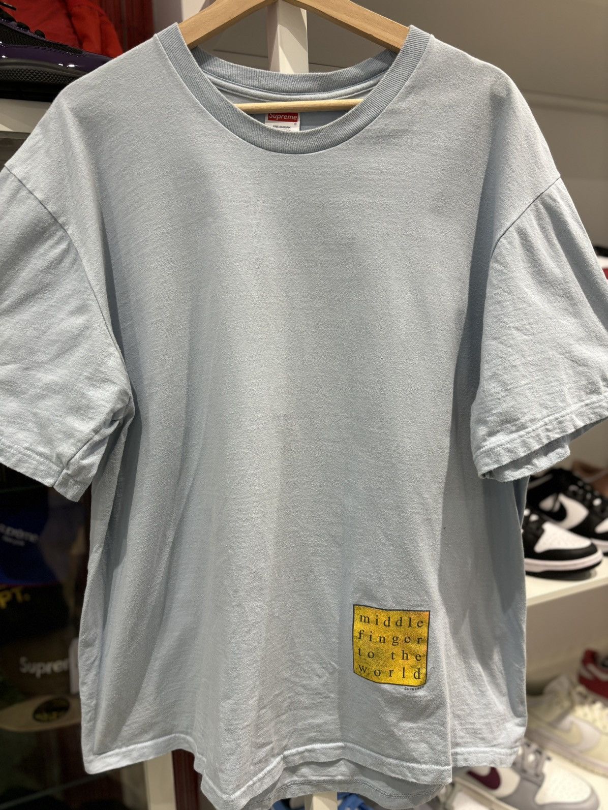 Supreme Supreme Middle Finger to the World Tee Light Blue Size US XL / EU 56 / 4 - 4 Thumbnail