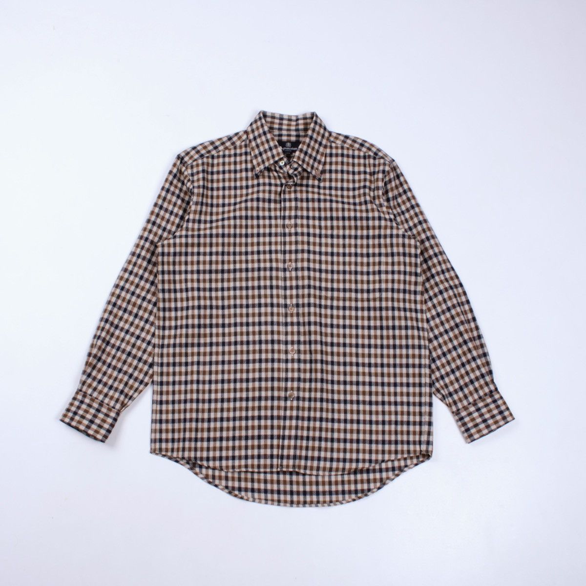 Aquascutum × Vintage Aquascutum Vintage Wool Plaid Long Sleeve Button Shirt Size US L / EU 52-54 / 3 - 2 Thumbnail