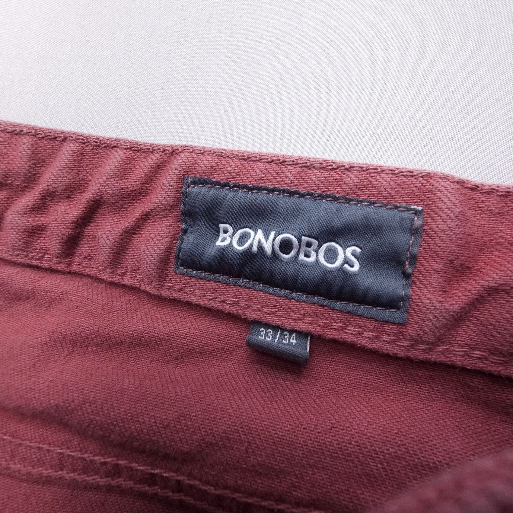 Bonobos Bonobos Travel Jeans Mens 33 x 34 Pink Straight Cotton Stretch Denim USA Made Size US 33 - 4 Thumbnail