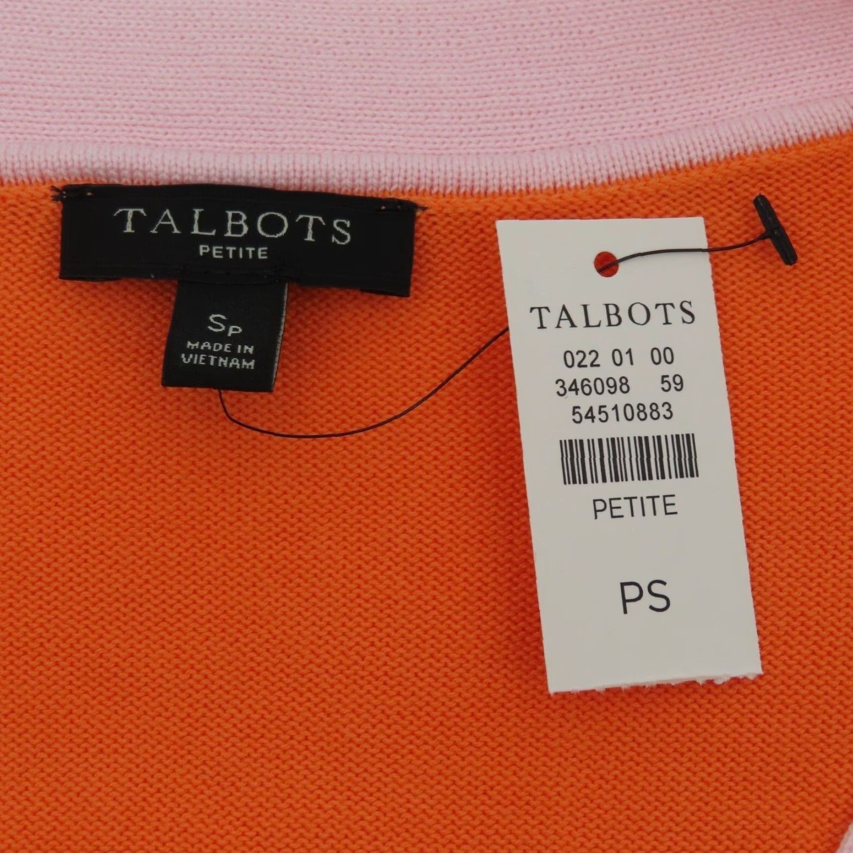 Talbots Talbots Sweater Women Petites SP Small Orange Pink Trim V Neck NEW Size S / US 4 / IT 40 - 7 Thumbnail