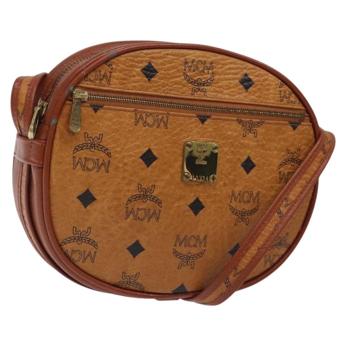 MCM Logogram Vicetos Shoulder Bag Pvc Leather Brown Gold Auth Ba1621 in Brown/Gold, Women's