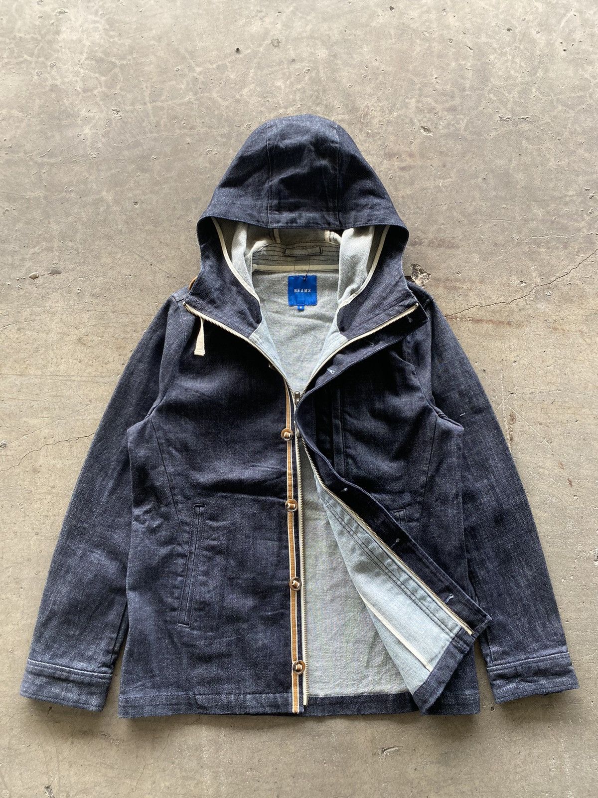 Beams Japan Beams Men's Indigo Denim Hoodie Jacket Size US M / EU 48-50 / 2 - 7 Thumbnail