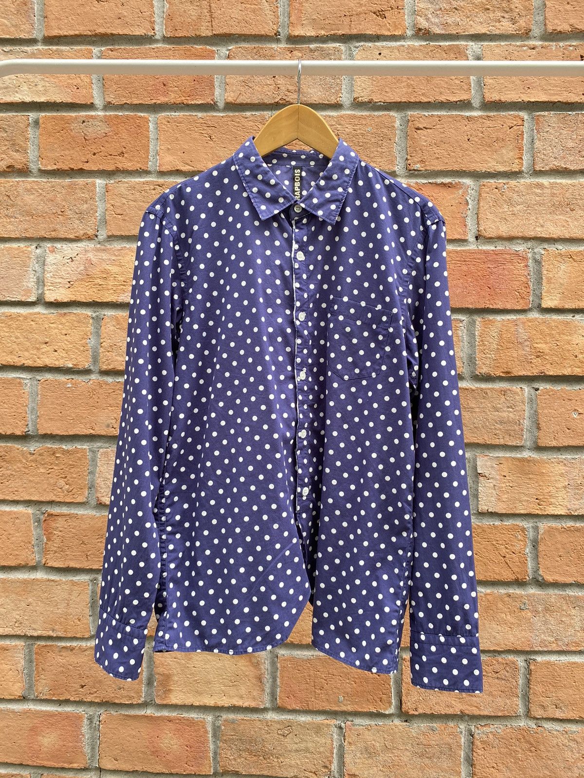 Frapbois FRAPBOIS Blue Long-Sleeve Shirt with White Polka Dots Size XS / US 0-2 / IT 36-38 - 10 Thumbnail