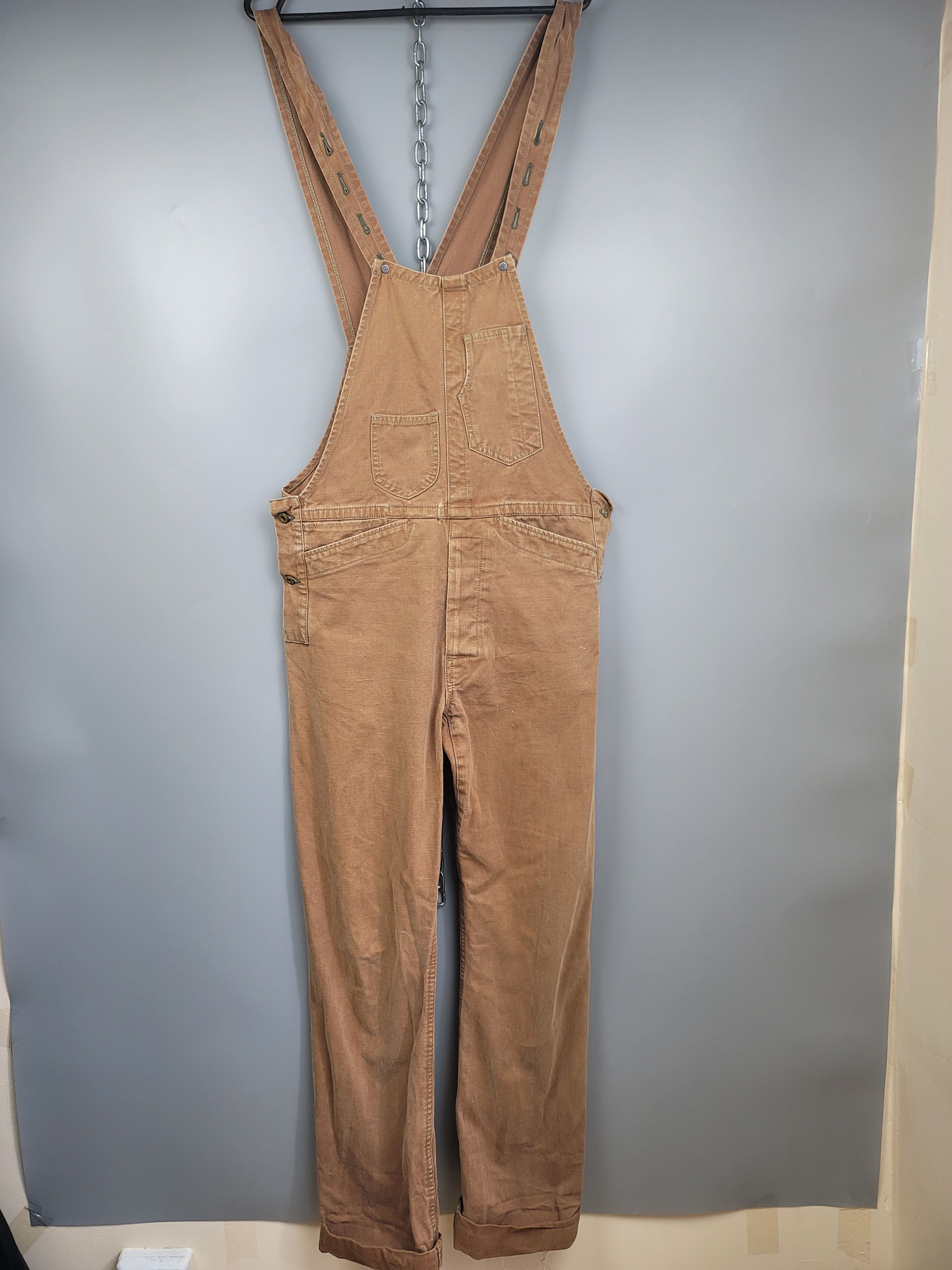 image of Scarti Lab Unisex Work Canvas Bib Overall Brown Size 28, Men's