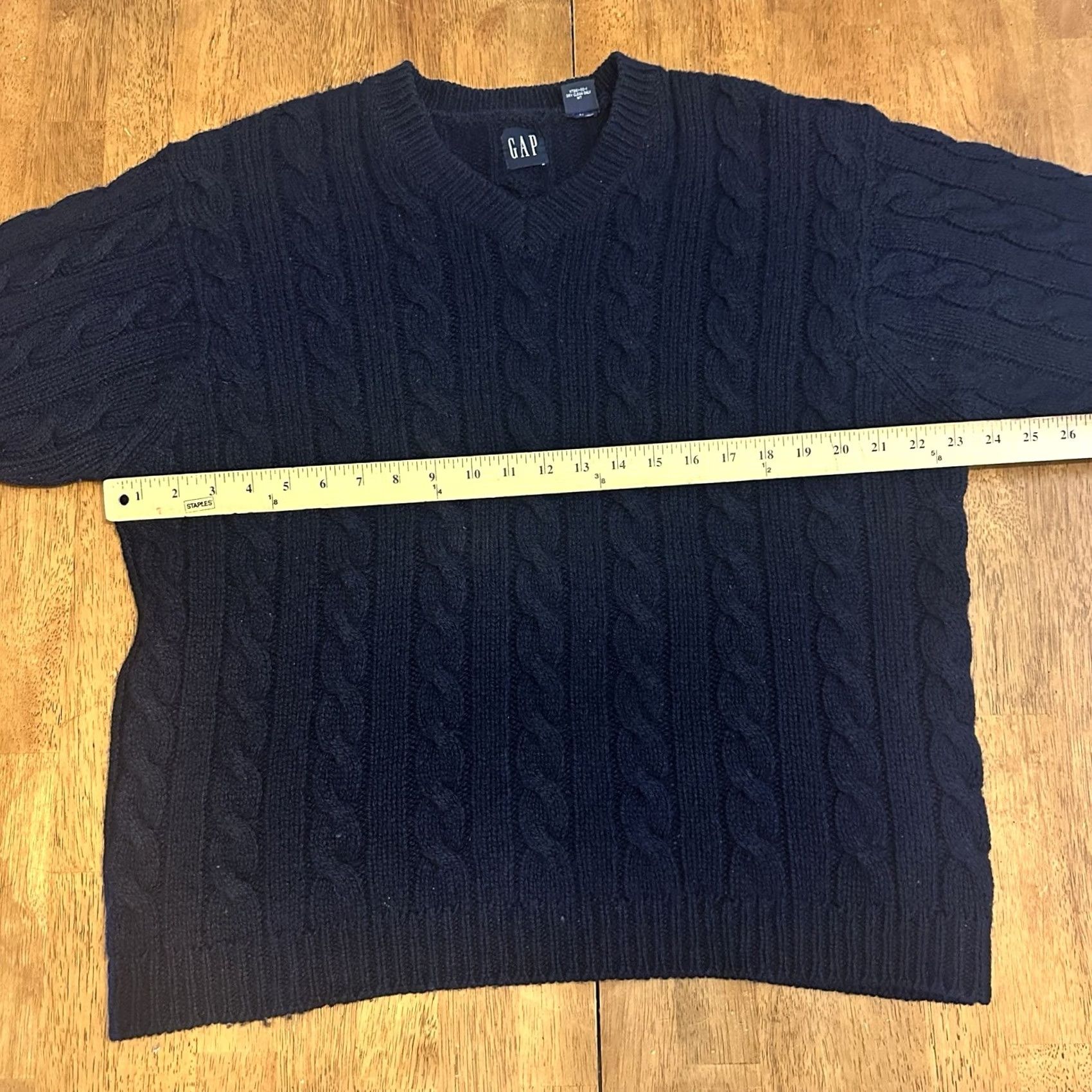 Gap VINTAGE GAP Wool V Neck Sweater Large Navy Blue Mens Pullover 90s Regular Knit Long Sleeve Casual Size US L / EU 52-54 / 3 - 7 Thumbnail