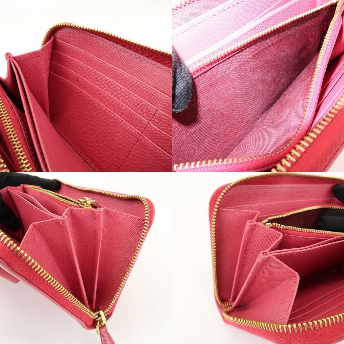 Prada Prada Saffiano Bow Zip Around Wallet Pink Size ONE SIZE - 7 Thumbnail