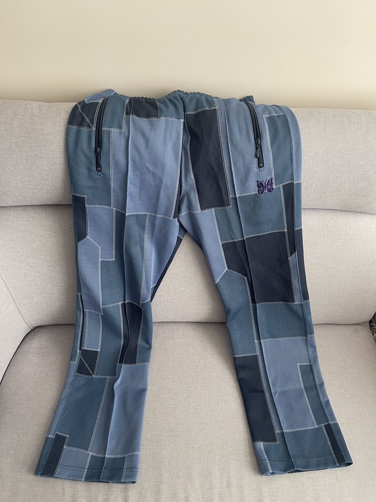 Needles Needles Blue Patchwork Track Pants Size US 29 - 1 Thumbnail