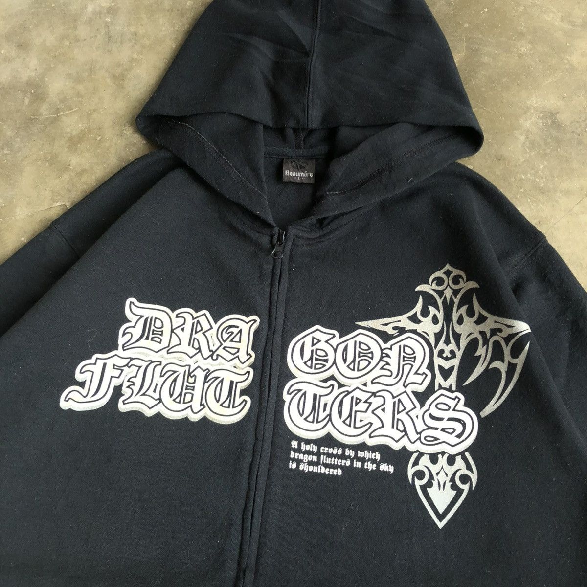 20471120 2000s Beaumere Dagger Poem Grunge Punk Style Ziphoodie Black Size US L / EU 52-54 / 3 - 4 Thumbnail
