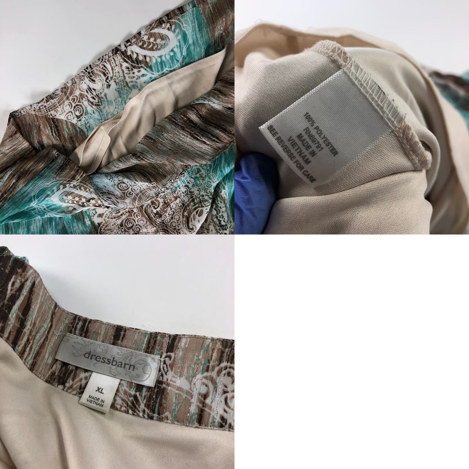 Vintage Dressbarn Blouse Shirt Dressbarn XL Whimsy Smocked BOHO Abstract Top Sheer Sleeve Brown Blue Geometric Long Sleeve Scoop Neck Casual Womens Girls Mens Size XL / US 12-14 / IT 48-50 - 9 Thumbnail