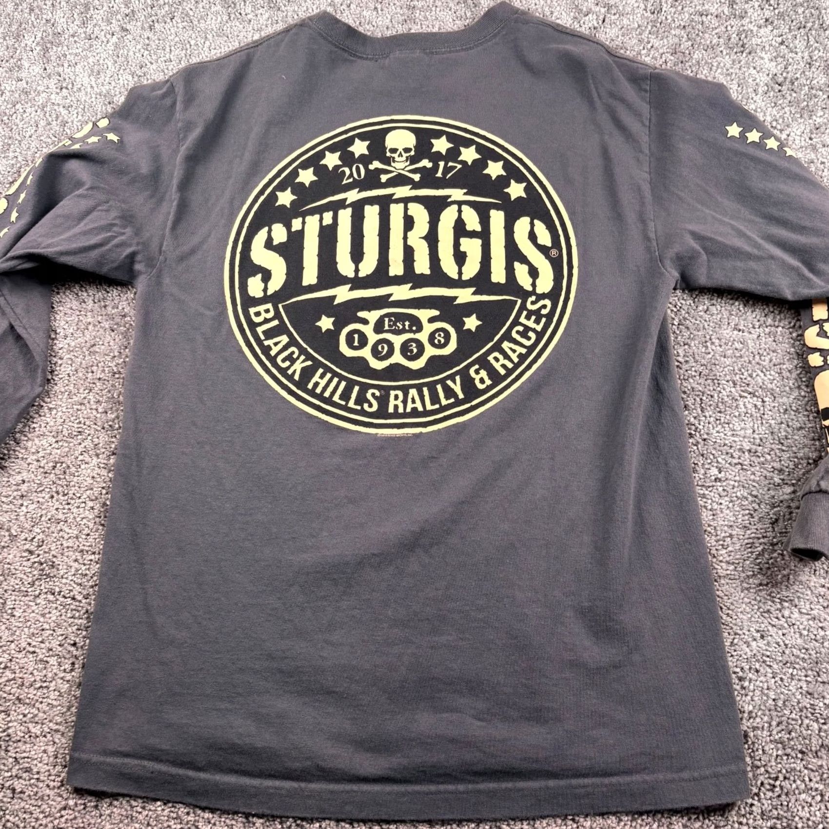 Doublet Sturgis Shirt Mens L Gray Double-Sided Graphic Tee Black Hills Rally 2017 Skull Size US L / EU 52-54 / 3 - 4 Thumbnail