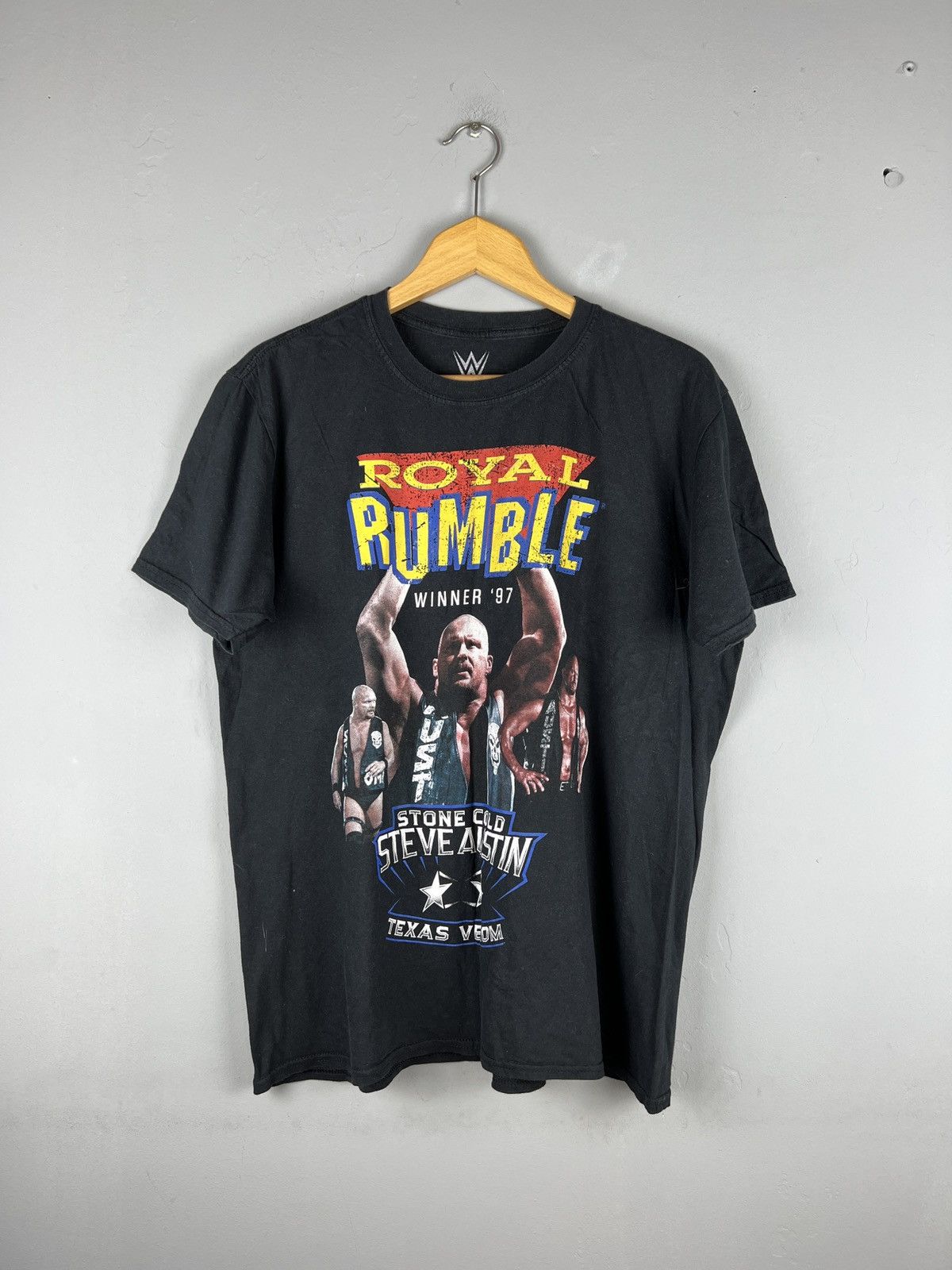 T-shirt Vintage Stone Cold Steve Austin WWE 1997 - Taille 2XL - Couleur Beige - Occasion Très Bon état