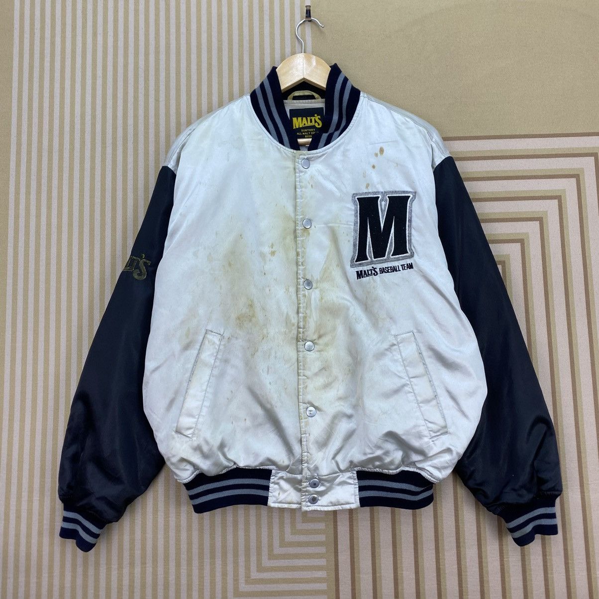 Japanese Brand 🫶 vintage Suntory Malts Japanese branded baseball Jacket Size US M / EU 48-50 / 2 - 1 Thumbnail