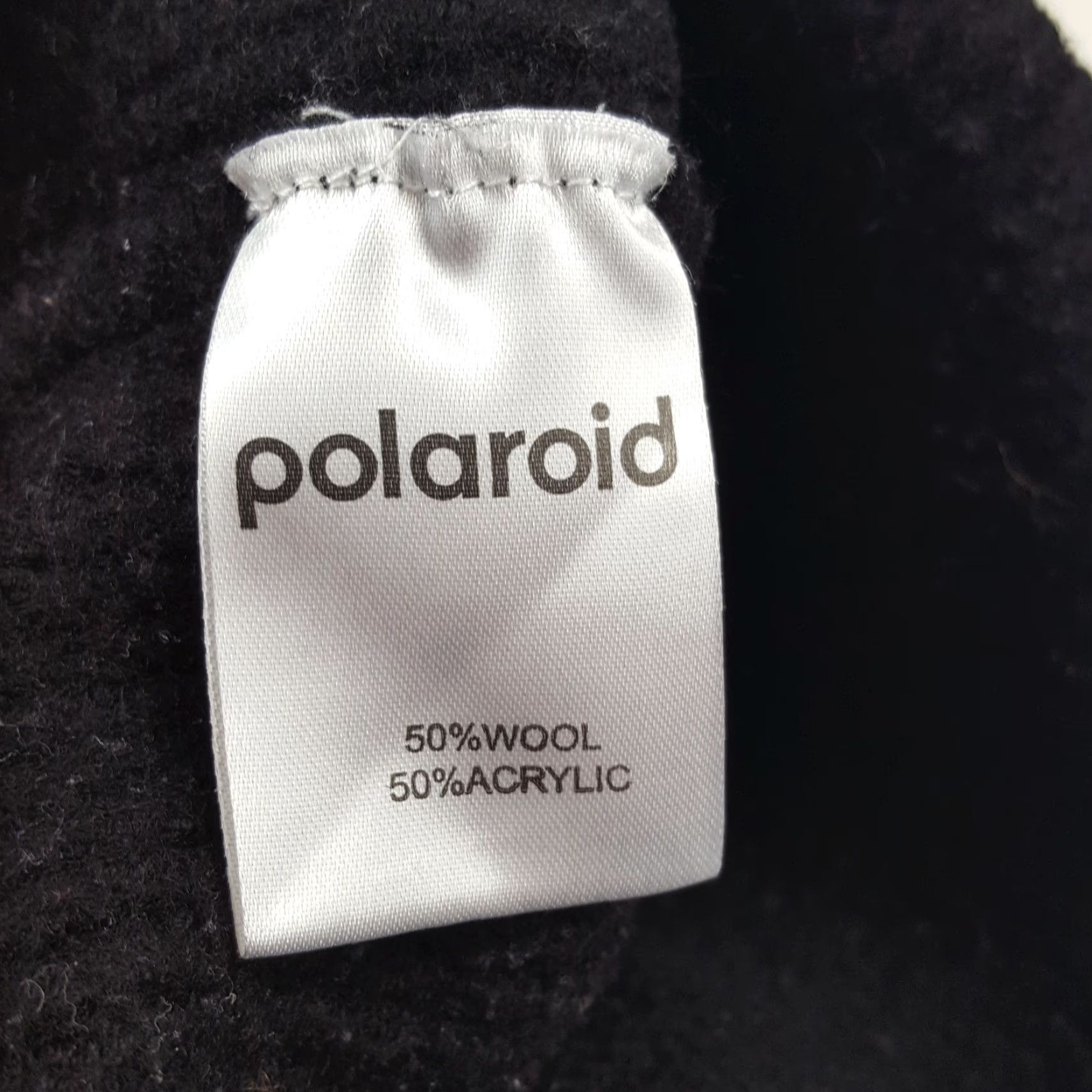 Polaroid VINTAGE Polaroid Beanie Knit Hat One Size Black Wool Cotton Acrylic Men's Beanie 90s Hipster Winter Hat Size ONE SIZE - 5 Thumbnail