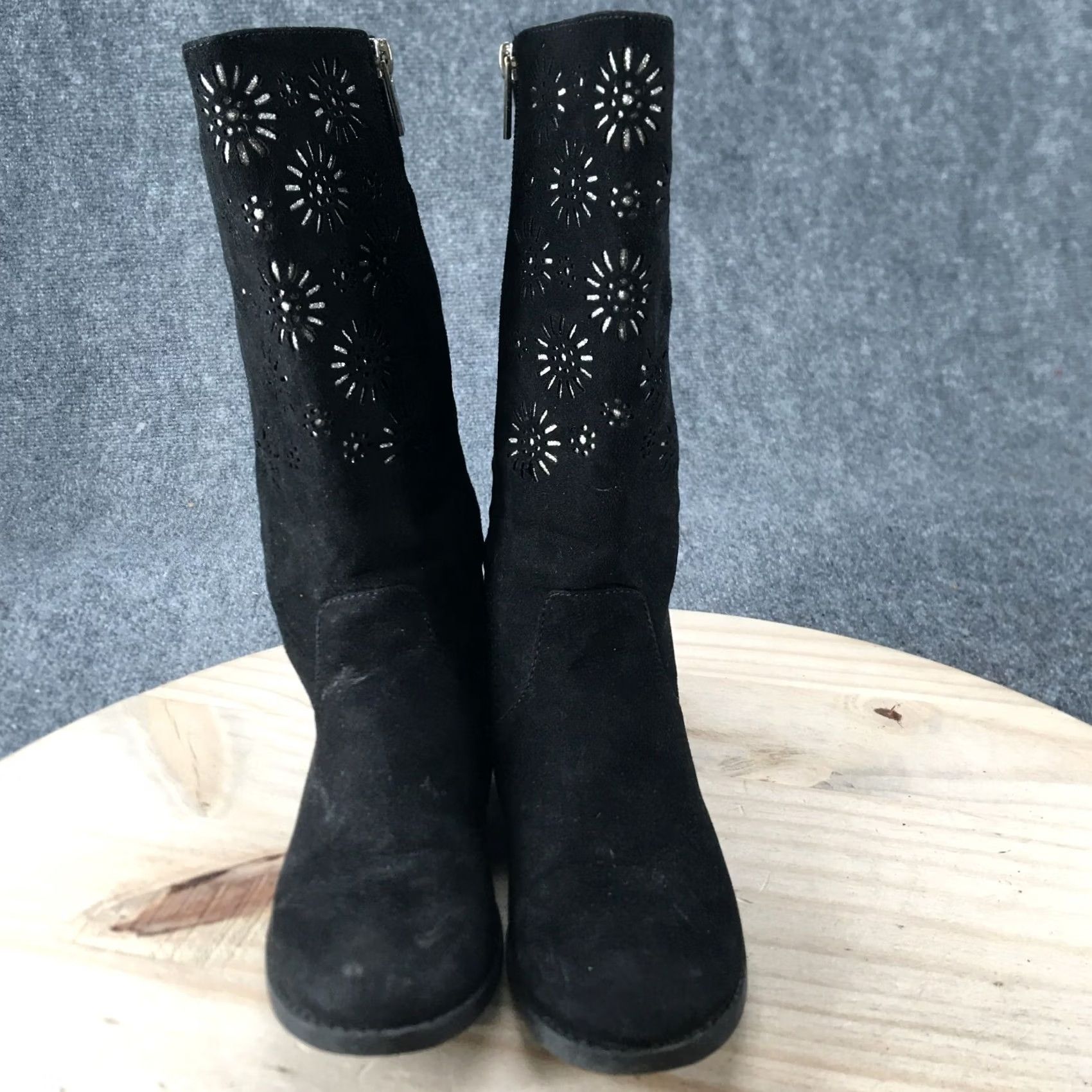 Kenneth Cole Kenneth Cole Boots Womens 3 Kennedy Chop Tall Riding Black Suede Round Toe Zip Shoes (Boot) Mens? Size US 5.5 / IT 35.5 - 6 Thumbnail
