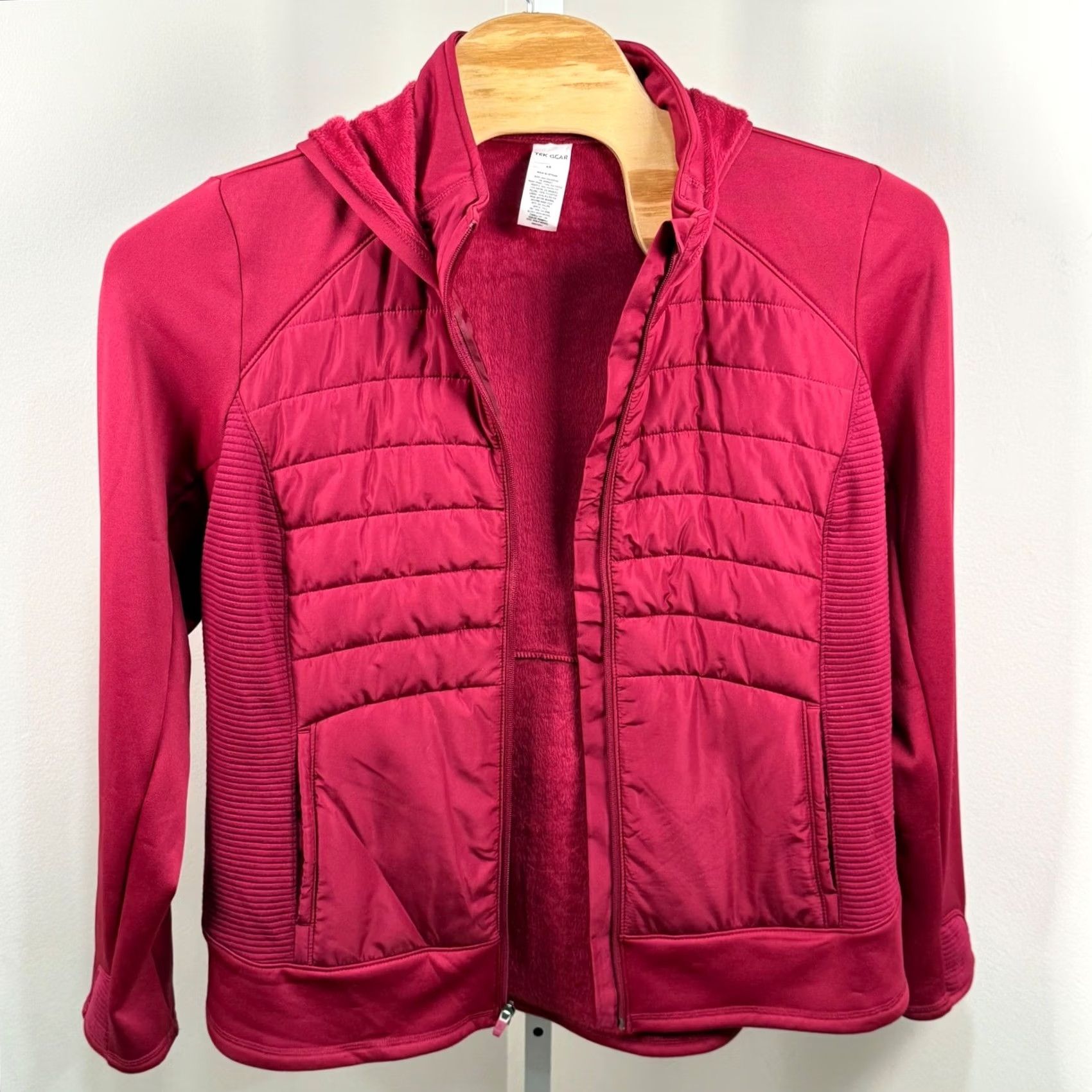 Tek Gear Tek Gear 2X Hybrid Puffer Jacket Quilted Fleece Lined Hood Active Mixed Media Jacket Womens Plus 2X Pink Size XXL / US 16-18 / IT 52-54 - 2 Thumbnail