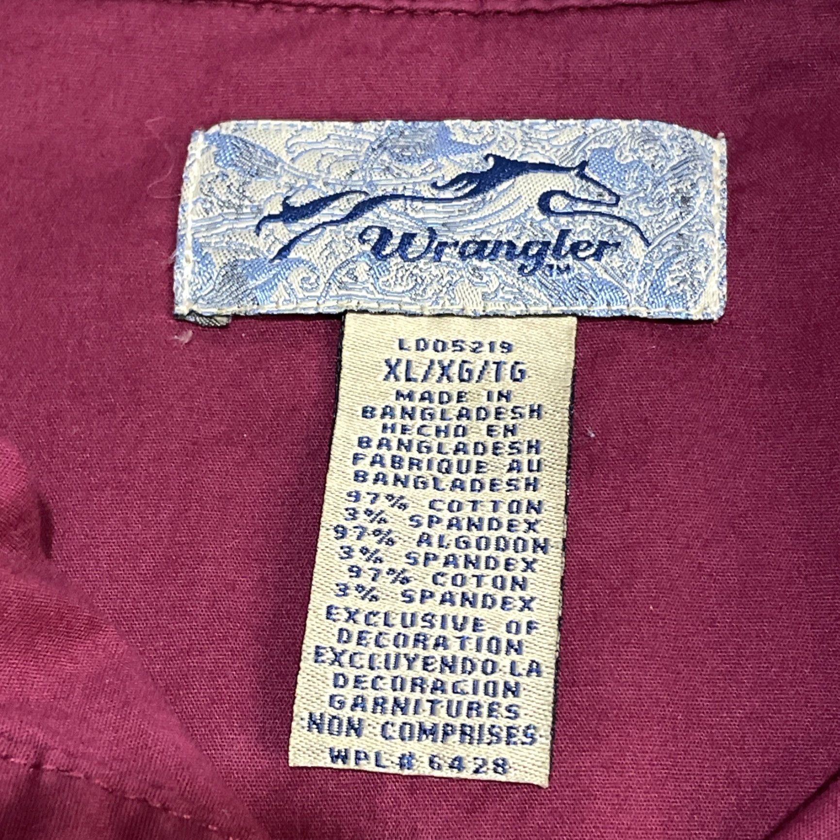 Wrangler VINTAGE Wrangler Pearl Snap Button-Up Shirt Women XL Burgundy Solid Long Sleeve Cowboy Western Mens Size XL / US 12-14 / IT 48-50 - 2 Thumbnail