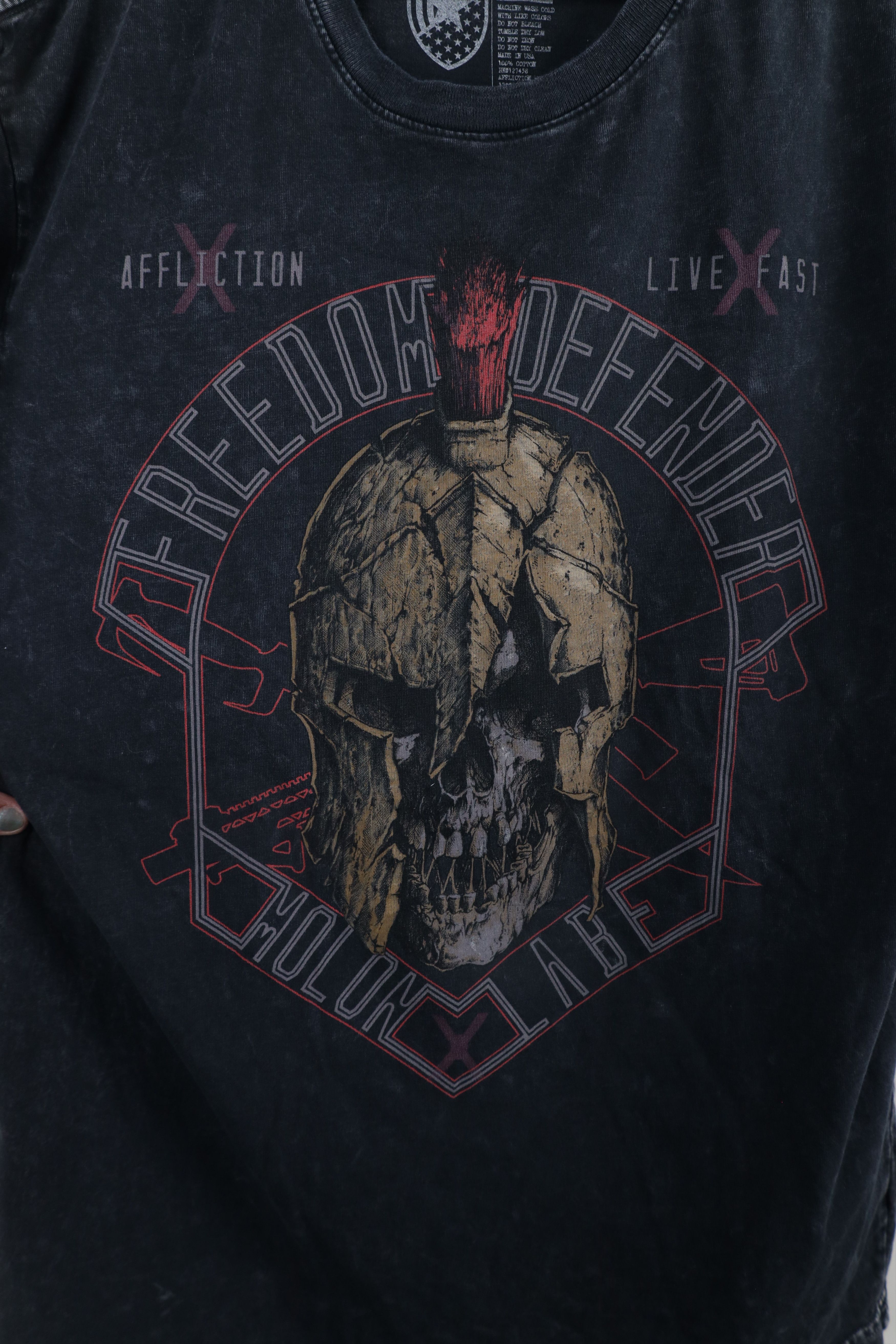 Affliction × Vintage Vintage Affliction MMA Molon Labe Spartans Skull T-Shirt USA Size US L / EU 52-54 / 3 - 7 Thumbnail