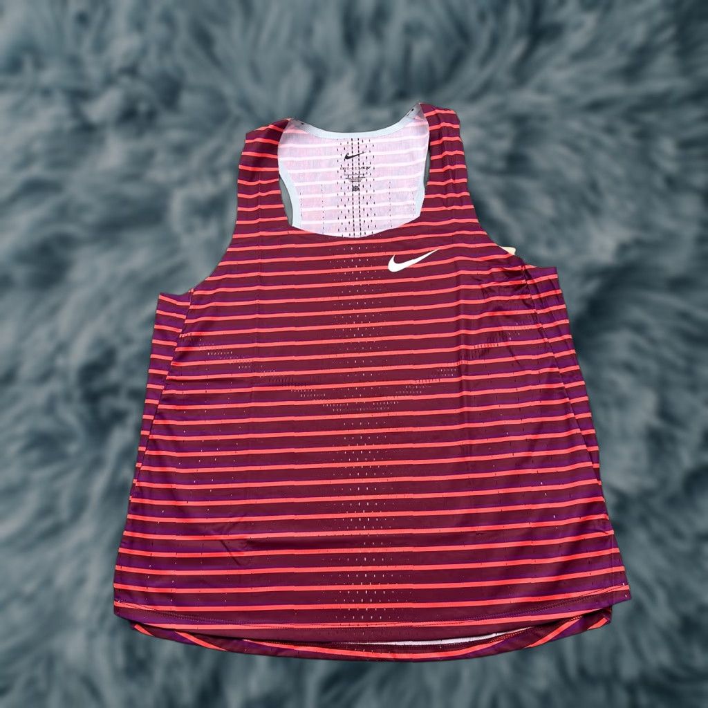 Nike Nike Dri-FIT Tank Womens Medium Red Striped Running Singlet Sleeveless Pullover Quick Dry Breathable Moisture Wicking Sportswear Size M / US 6-8 / IT 42-44 - 1 Thumbnail