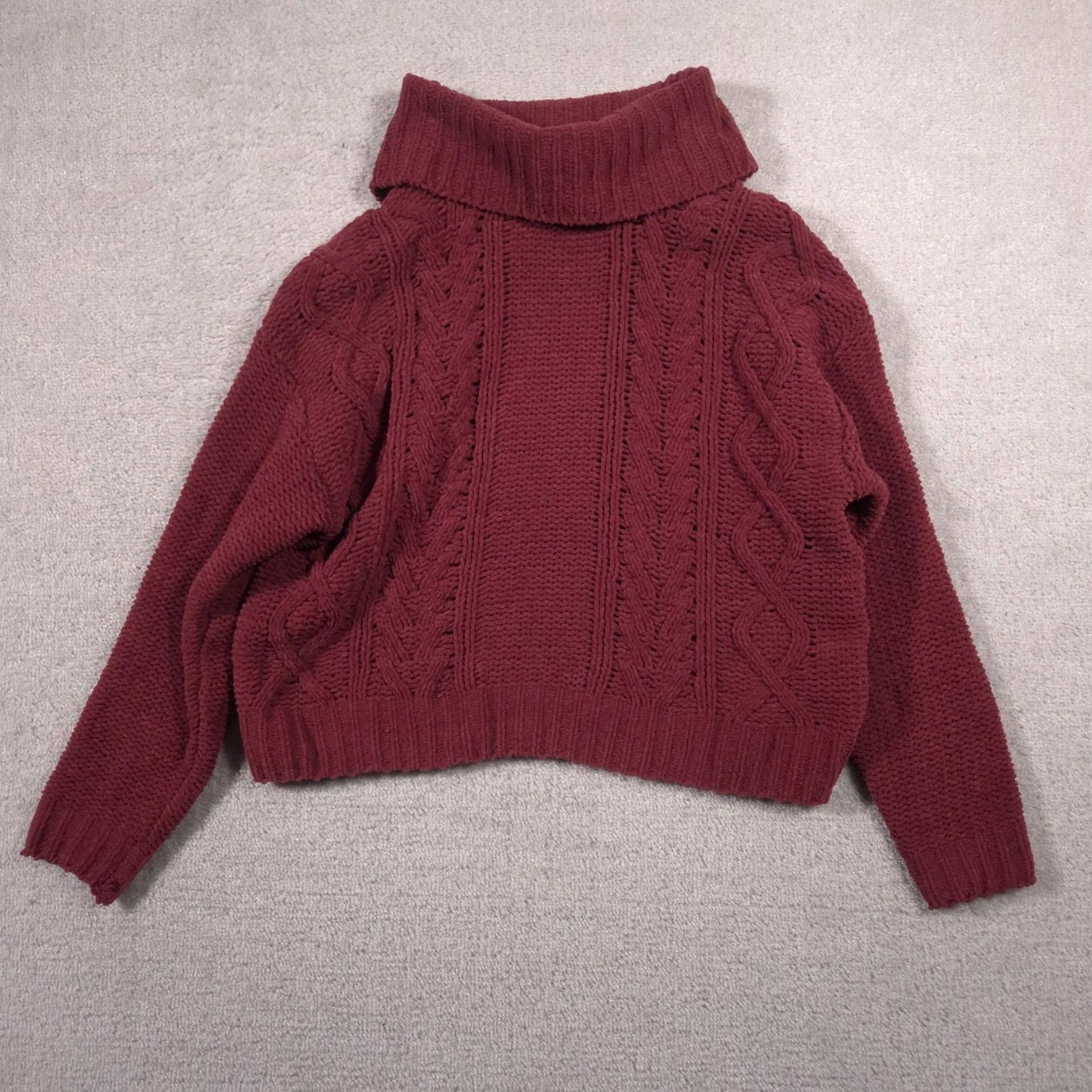 Billabong Billabong Sweater Womens M Red Cable-Knit Turtleneck Long Sleeve Pullover Size M / US 6-8 / IT 42-44 - 2 Thumbnail