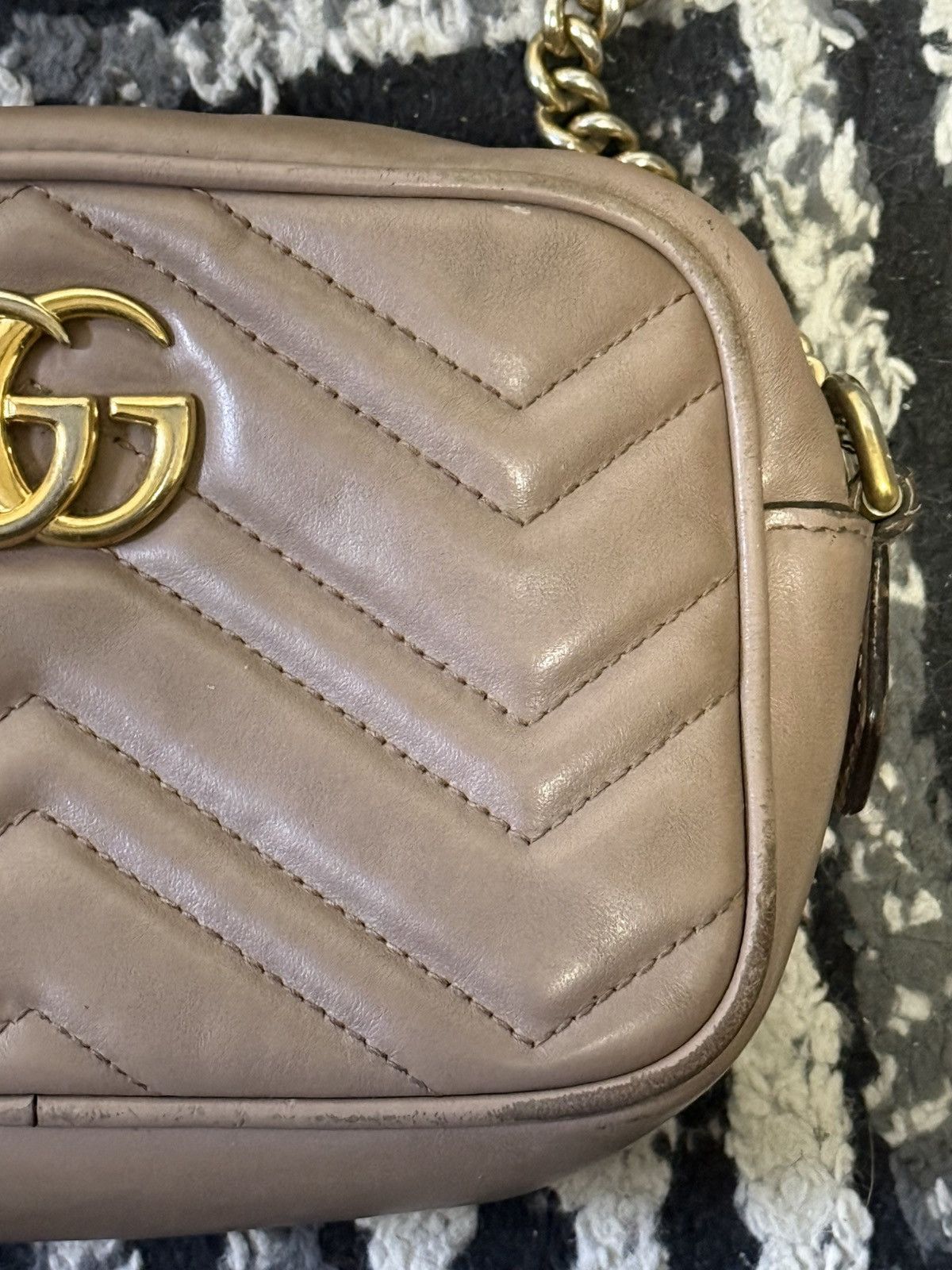 Gucci Gucci GG Marmont Mini Camera Bag in Taupe Leather Size ONE SIZE - 5 Thumbnail