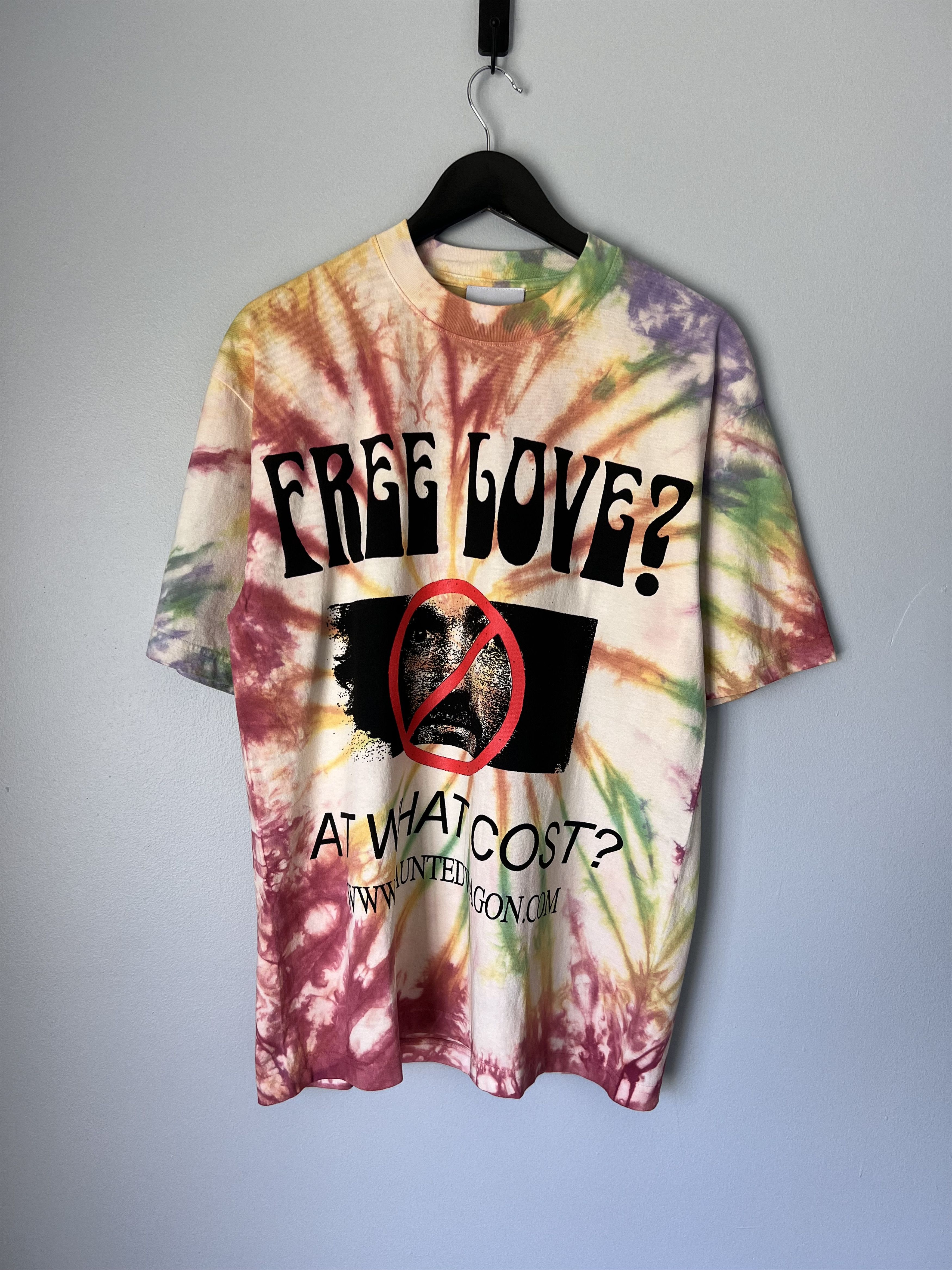 image of Online Ceramics Scratching Peace Symbols Charles Manson Tee in Tie Dye, Men's (Size Medium)