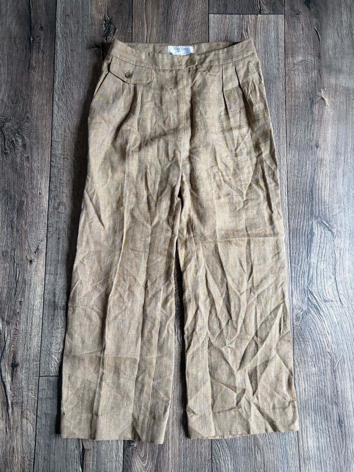 Max Mara Max Mara Vintage Linen Women’s Wide Pants/Trousers Designer Size 30" / US 8 / IT 44 - 1 Thumbnail