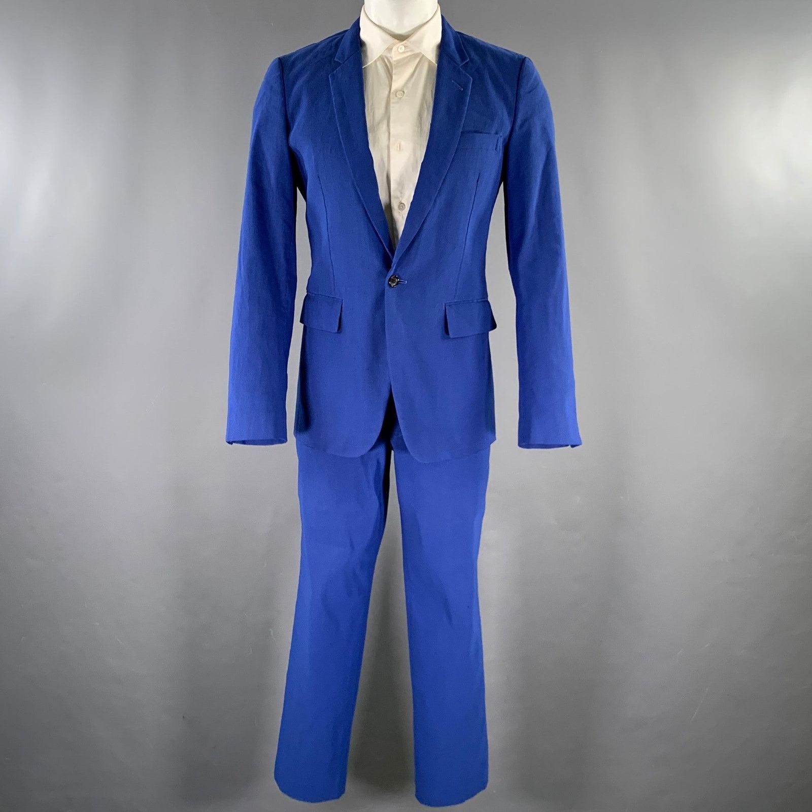 Comme des Garcons Homme Plus Size M Blue Linen Notch Lapel Suit Size 40R - 3 Thumbnail
