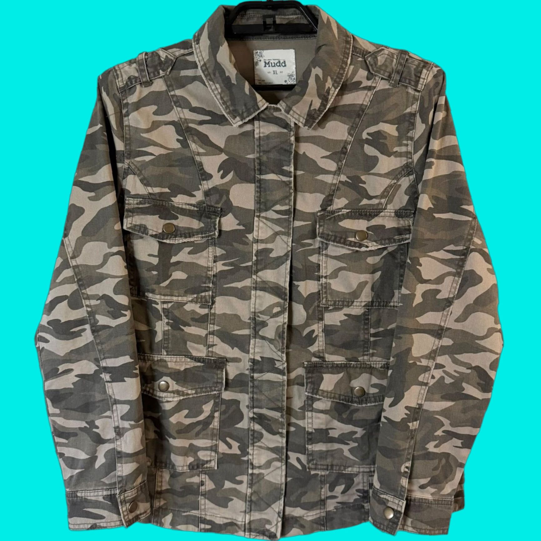 Vintage VINTAGE Mudd Camo Jacket Green Women's XL Military Grunge Casual Cargo 100% Cotton Size XL / US 12-14 / IT 48-50 - 1 Thumbnail