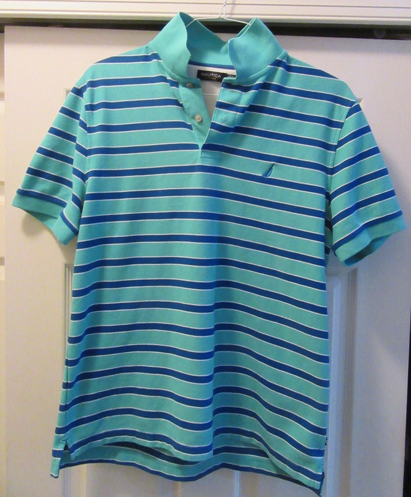 Nautica Nautica Men's Polo Shirt Green and Blue Striped EUC Size L Size US L / EU 52-54 / 3 - 3 Thumbnail