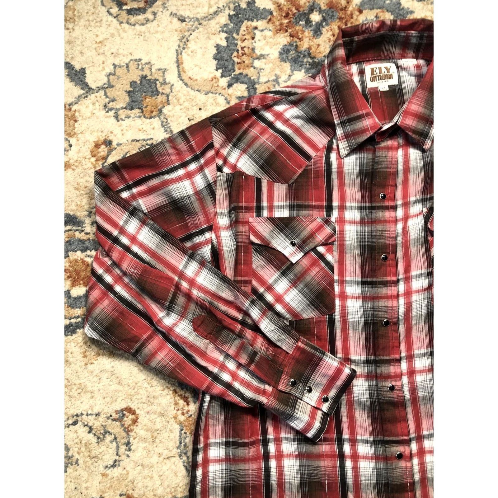 Vintage Ely Cattleman Shirt Mens XL Red Plaid Western Pearl Snap Long Sleeve Cowboy Size US XL / EU 56 / 4 - 3 Thumbnail