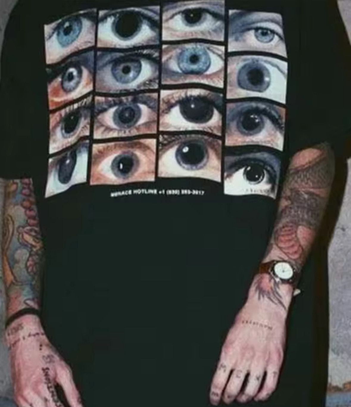 Japanese Brand Streetwear Goth Eyes Fashion Black T-Shirt Punk Graphic Tees Size US M / EU 48-50 / 2 - 2 Thumbnail