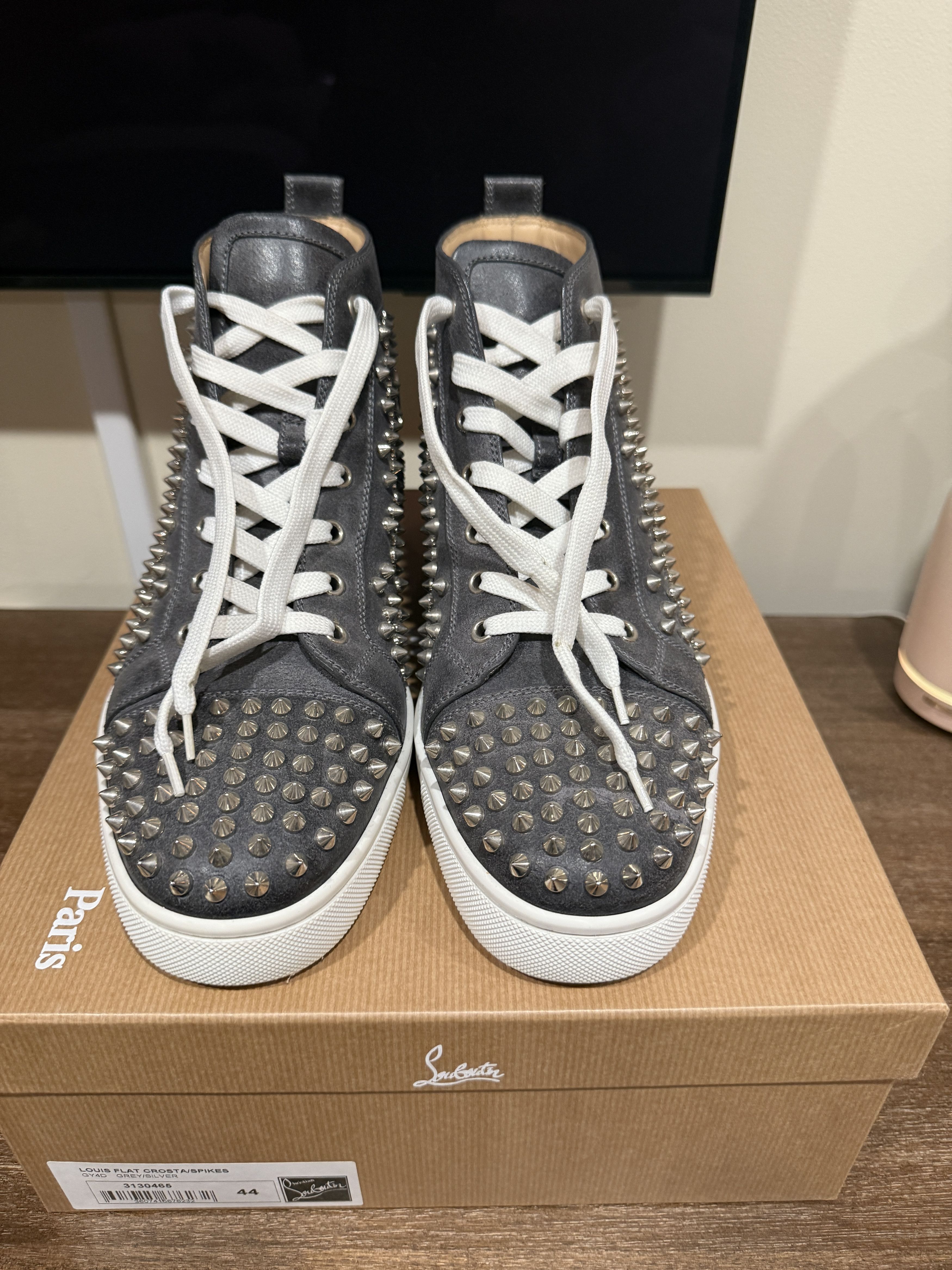 Christian Louboutin Louis Flat Spikes Grey/Silver Size 44 Size US 11 / EU 44 - 2 Thumbnail