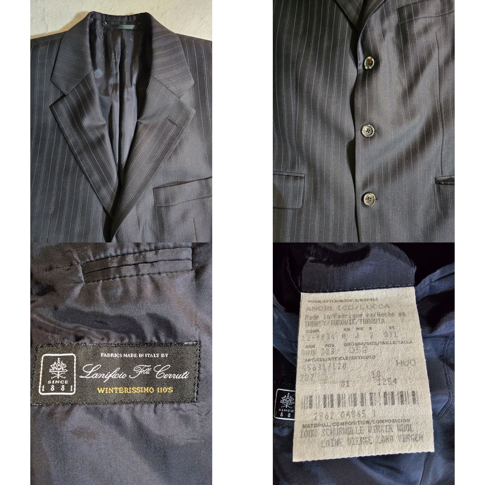 Hugo Boss HUGO BOSS Classic 2 Pc Lucca Lanificio Cerruti Blue Pin Suit Mens 44 34x28 Striped Size 44R - 10 Thumbnail