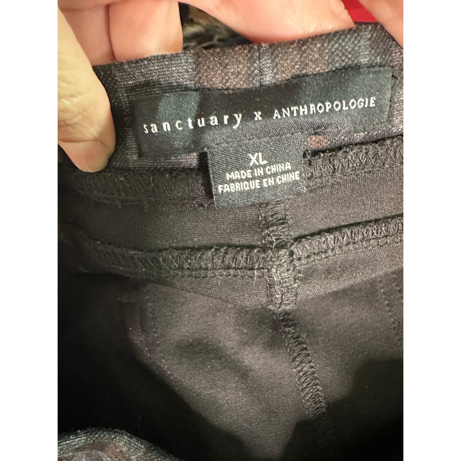 Anthropologie Sanctuary gray plaid pull on pants size XL Size 31" - 3 Thumbnail