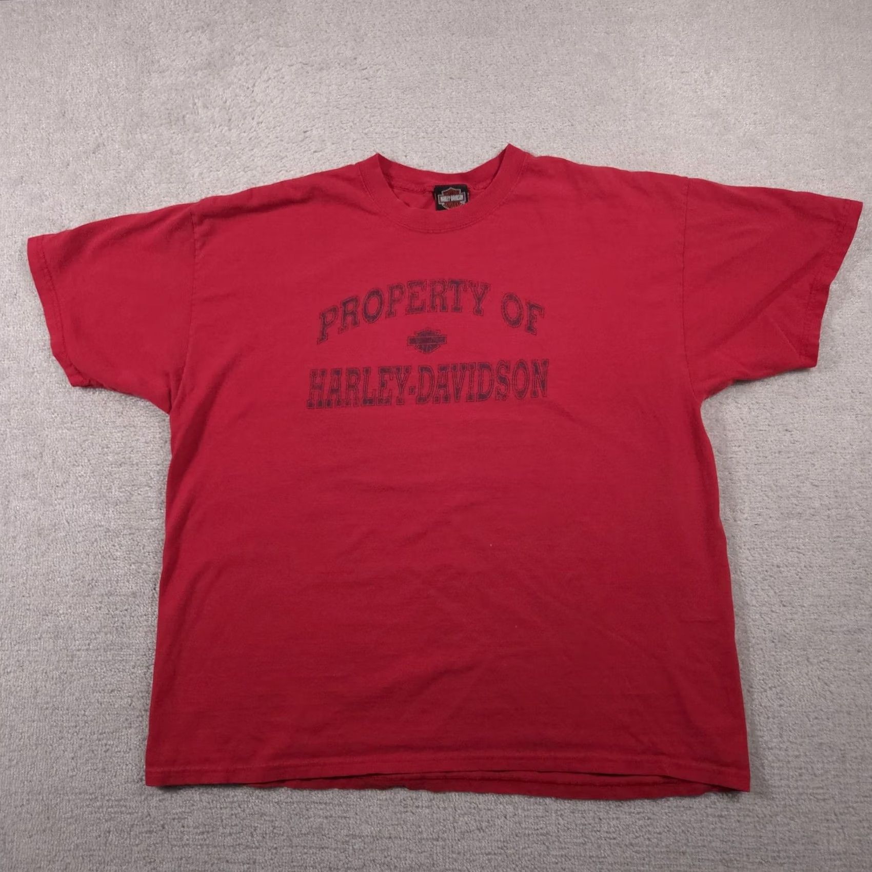 Harley Davidson VINTAGE Harley-Davidson Shirt Mens 2XL Property Of Kansas City Motorcycle Graphic Red Crew Neck Short Sleeve Cotton Graphic Print Mens Size US XXL / EU 58 / 5 - 2 Thumbnail