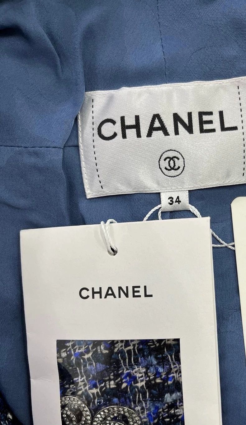 Chanel Chanel Blue stand-up collar jacket with diamond buckle Size XXS / US 00 / IT 34 - 7 Thumbnail